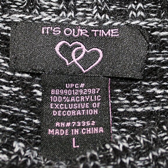 ITS OUR TIME Sweater Christmas Sequin Holiday Gray Marled Red Green Large - Picture 5 of 11